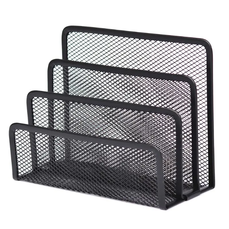 Iron Wire Mesh 3-Tier Nesting File Rack – Modular Stackable Metal Organizer for Documents, Letters & Office Supplies – Compact Design for Home Office & Study – Durable Stylish Storage for Tidy Spaces
