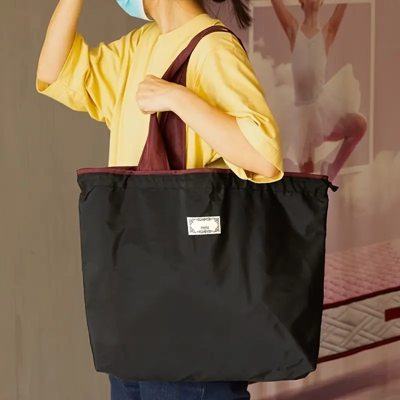 Reusable Nylon Shopping Bag, Large Capacity Foldable Eco-Friendly Tote, Adjustable Shoulder Strap, Leak-Proof Design, Compact Storage, Daily Use