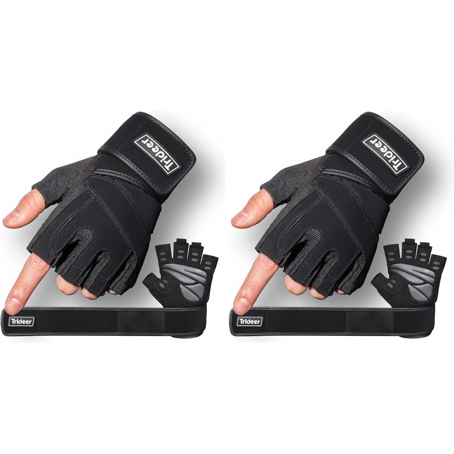 Weight Lifting Workout Gloves With Long Wrist Wrap Support Full Palm Padded Protection Anti Slip Enhanced Grip Fitness Training Gloves For Men Women Weightlifting Cross Training Pull Ups Gym Exercise Daily Workout