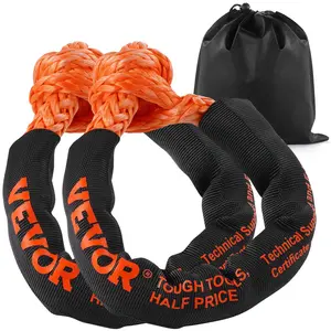 【DealsForYouDays】VEVOR Synthetic Soft Shackle, 1/2" x 22" (2 Pack) 44092 lbs (20 Ton) Breaking Strength Recovery Tow Shackles with Extra 2 Sleeves Storage Bag for UTV, ATV, Trucks, Jeep, Off-Road Vehicles, Orange