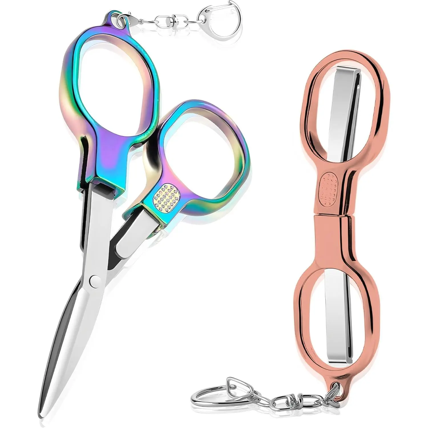 2 Folding ,Safety Foldable Pocket Badge Small Scissor,w/D- | Stainless Steel Portable Mini Travel  ,Telescopic  for ,Office,School,Craft,Sewing,Nurse Accessories