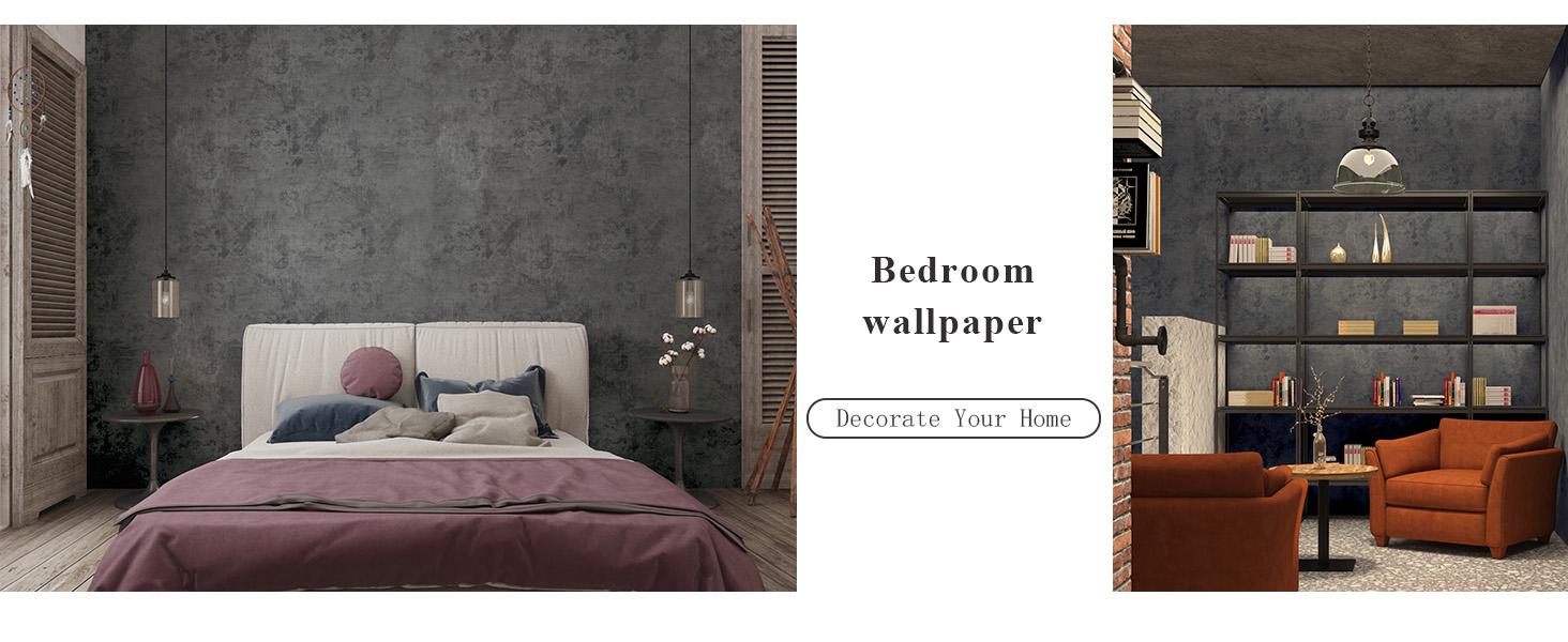 Concrete Wallpaper Cement Contact Paper Dark Grey Wallpaper Peel Stick Countertops 15.75" x 118.11" 3D Rustic Industrial Style Waterproof Removable Self Vinyl Film for