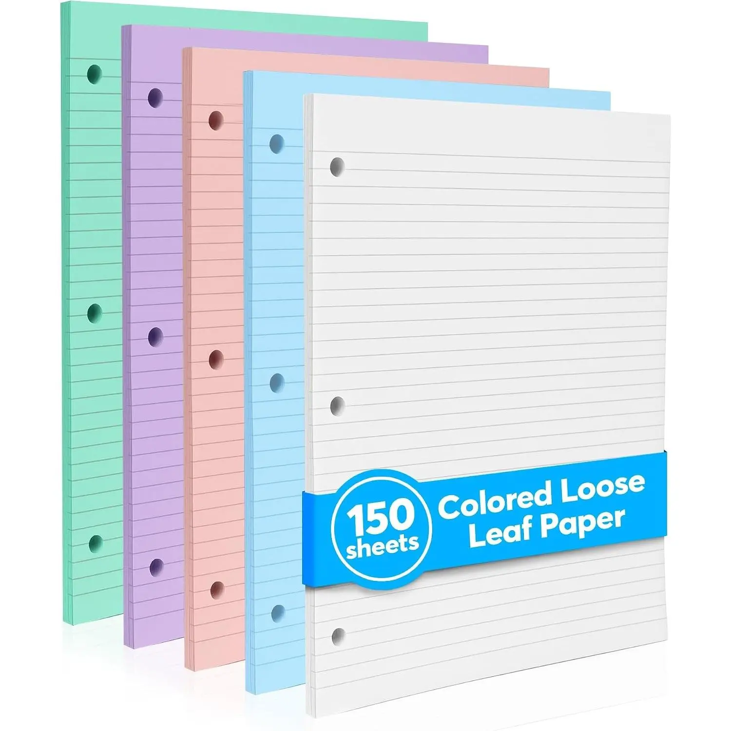 Colored Notebook Paper – 8.5 x 11, 150 Sheets – Thick 80 gsm College Ruled Colorful Loose Leaf Filler Paper – 3-Hole Punched Binder Papers for School, Office, and Journaling (Pastel)Gift.