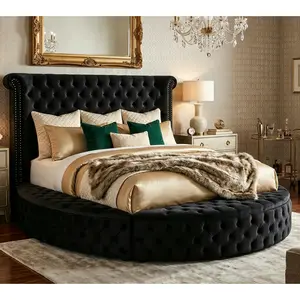 Platform Bed Frame with Storage, USB Ports & Wingback Tufted Headboard