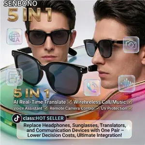 SENBONO 2026 Popular New Smart Wireless Glasses I MusicPlayback I UV Protection I Integrated Gadget for Travel,Outdoors, Business, and Leaming I Lightweight and Stylish