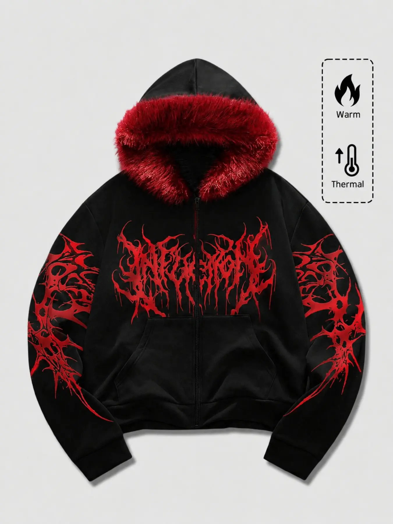 Men's Skull Print Graphic Hoodie, Warm Street Style Zipper Jacket, Casual Long Sleeve Outerwear, Comfortable All Seasons Clothing