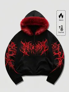 Men's Skull Print Graphic Hoodie, Warm Street Style Zipper Jacket, Casual Long Sleeve Outerwear, Comfortable All Seasons Clothing