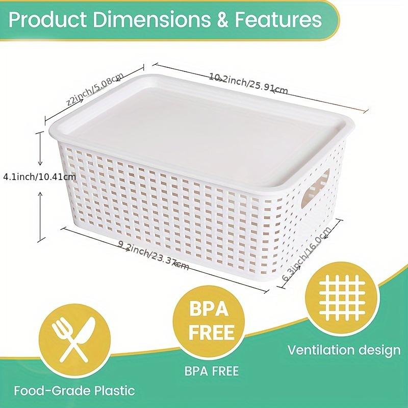 6/10-Pack Plastic Storage Baskets with Lids – Stackable Storage Bins for Shelves – Decorative Organization Boxes for Classroom, Playroom, Closet & Pantry