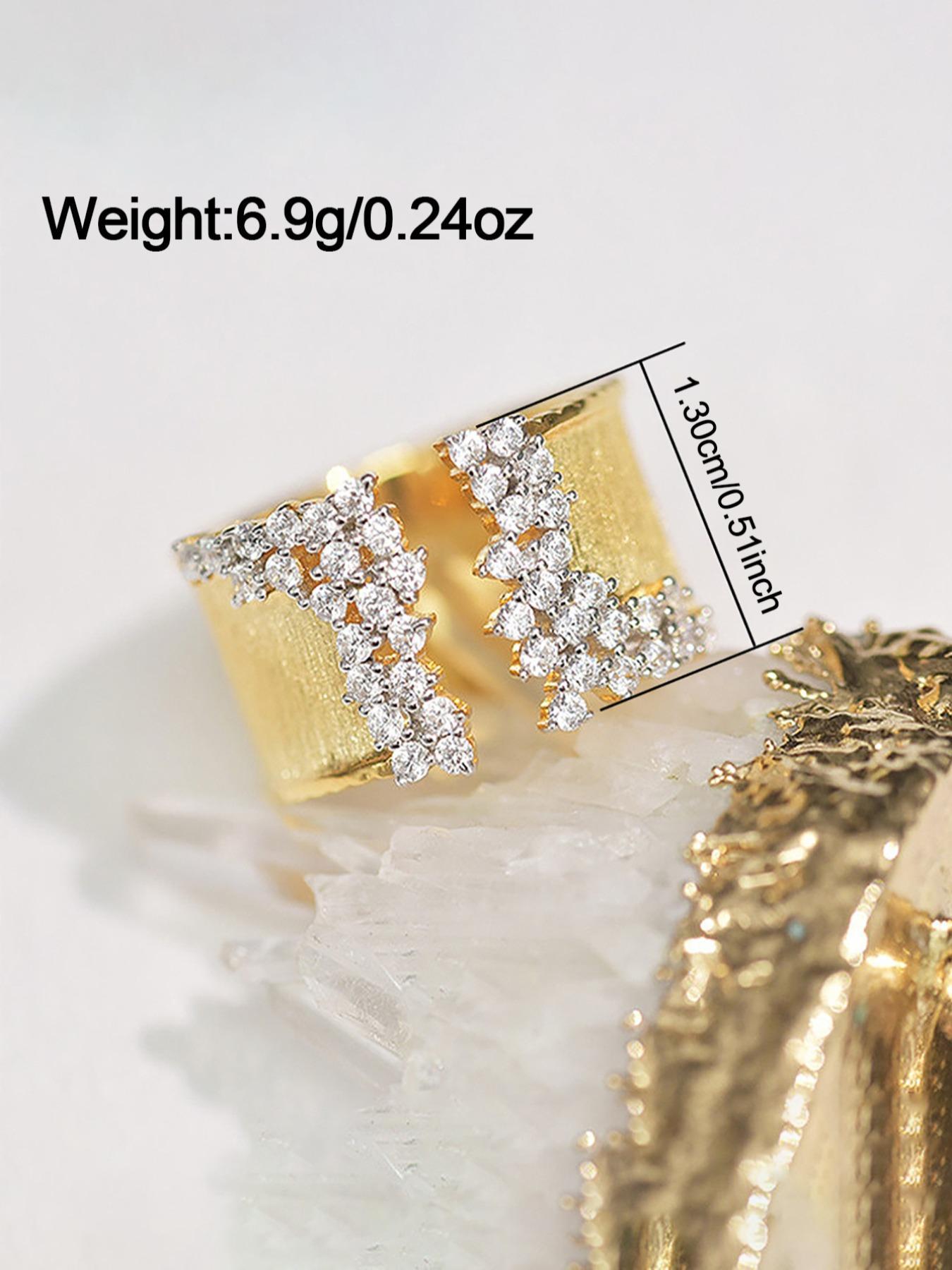 Rhinestone Cuff Ring, Fashionable Jewelry for Women for Party, Daily Clothing Decor, Trendy All-match & Exquisite Jewelry for Birthday Gift