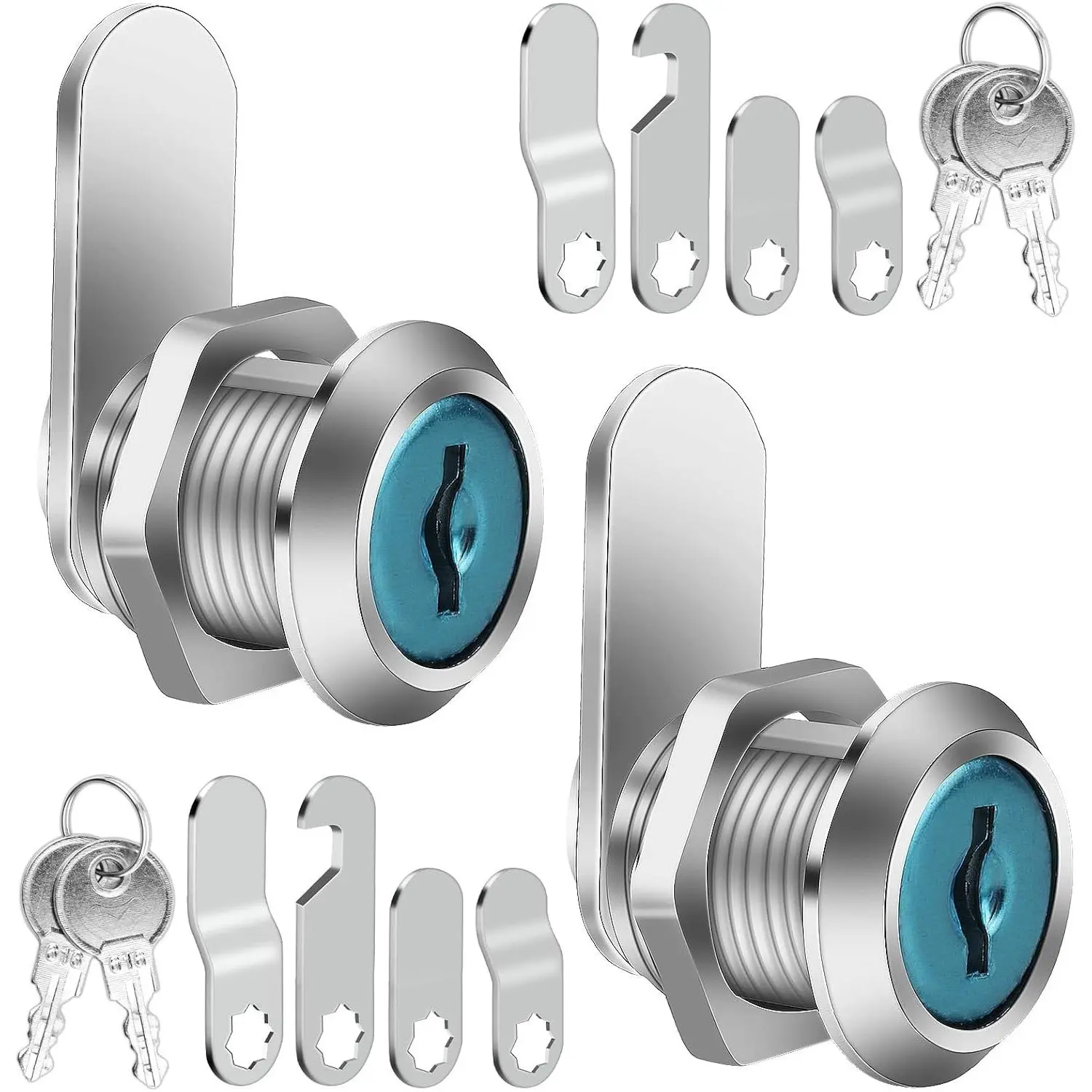 2 PCS 16mm Security Mailbox Locks with 4 Different Lock Plates Cam Lock and Lever Lock for Mailboxes Cupboard Doors