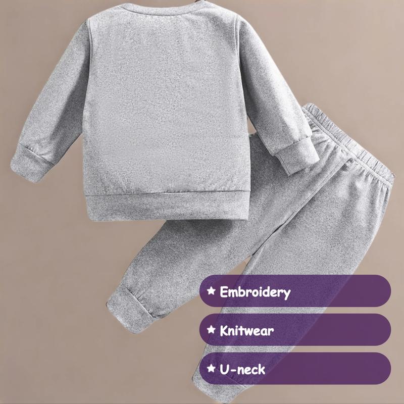 Men's Fall Winter Casual Long Sleeve Round Neck Sweatshirt & Pants Set, Mama's Boy Embroidered Design, Perfect for Daily Wear Men's Fall Winter Casual Long Sleeve Round Neck Sweatshirt & Pants Set, Mama's Boy Embroidered Design, Perfect for Daily Wear