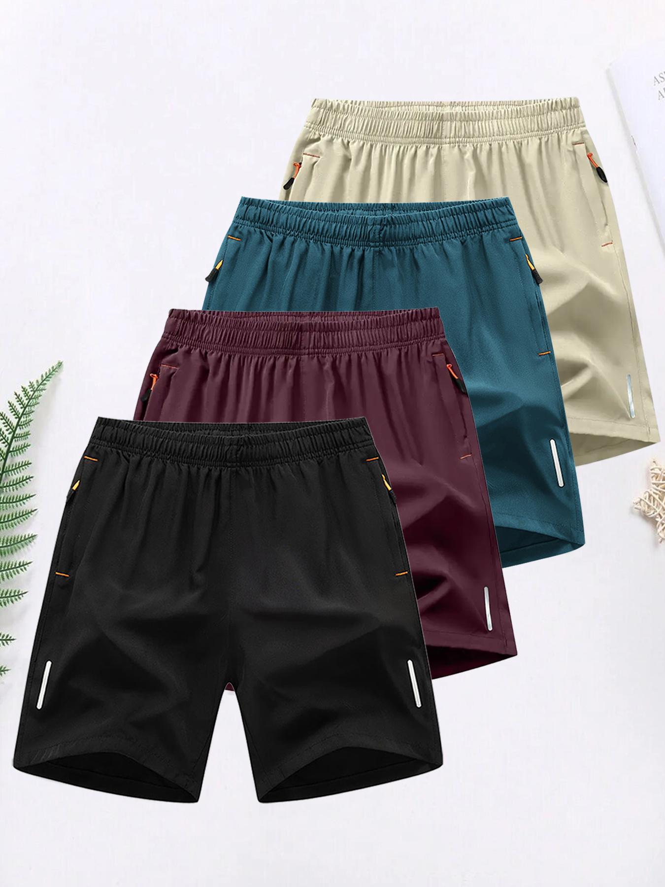 Men's Solid Color Zipper Pocket Shorts,  Casual Comfy Breathable Shorts for Summer, Men's Bottoms for Daily Wear, Casual Shorts Set