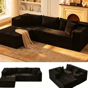 [2 Packages shipping] Modular Sectional Sofa, 106 in Comfy Fluffy , Shaped Couches for Living Room, Oversized Sofa Sleeper with Deep Seat, No Assembly Required