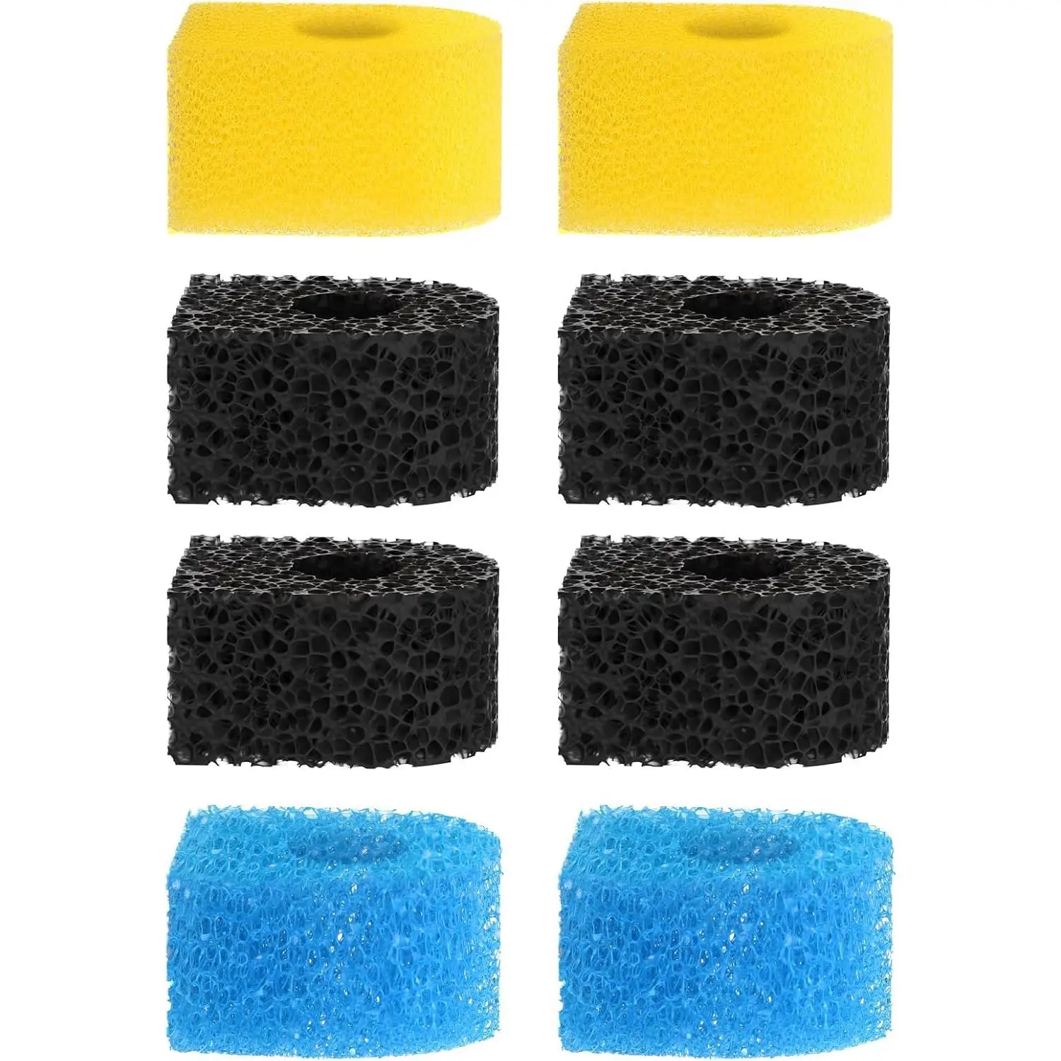 Aquarium Filter  Sponges Kit for Model QF-188/QF-288, Including 2 Fine Sponge, 2 Coarse Sponge & 4 Carbonized Sponge