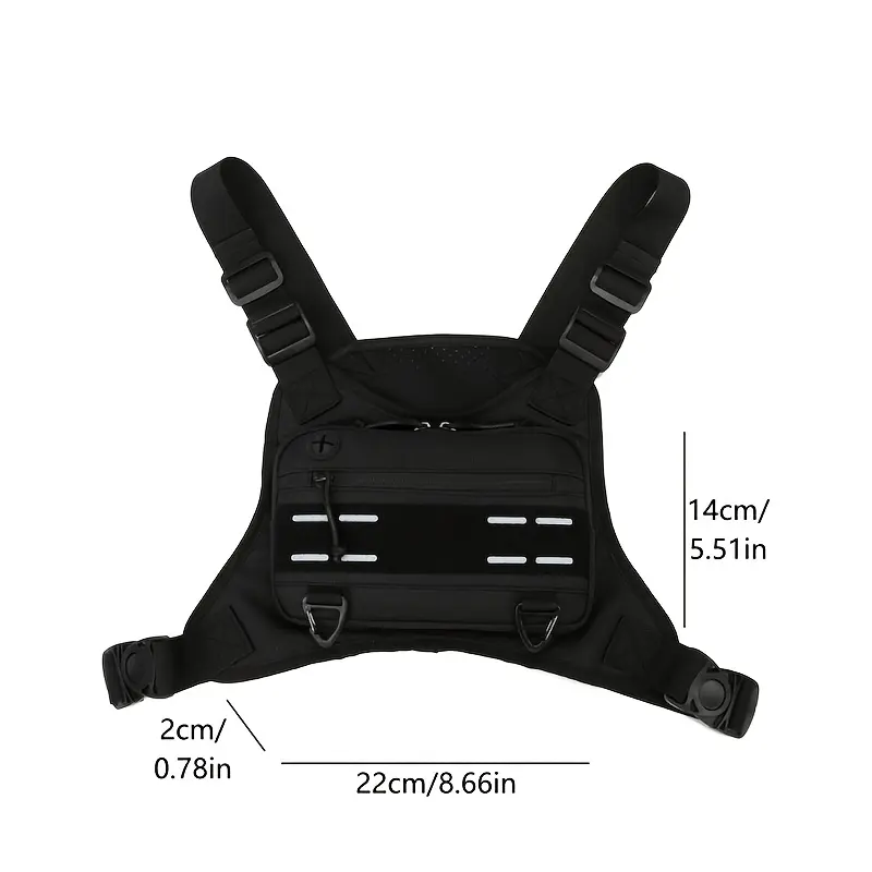 Compact Male Tactical Chest Bag, Solid Vest-Style Harness with Adjustable Straps for Outdoor Hiking and Riding, Motorcycle Accessories