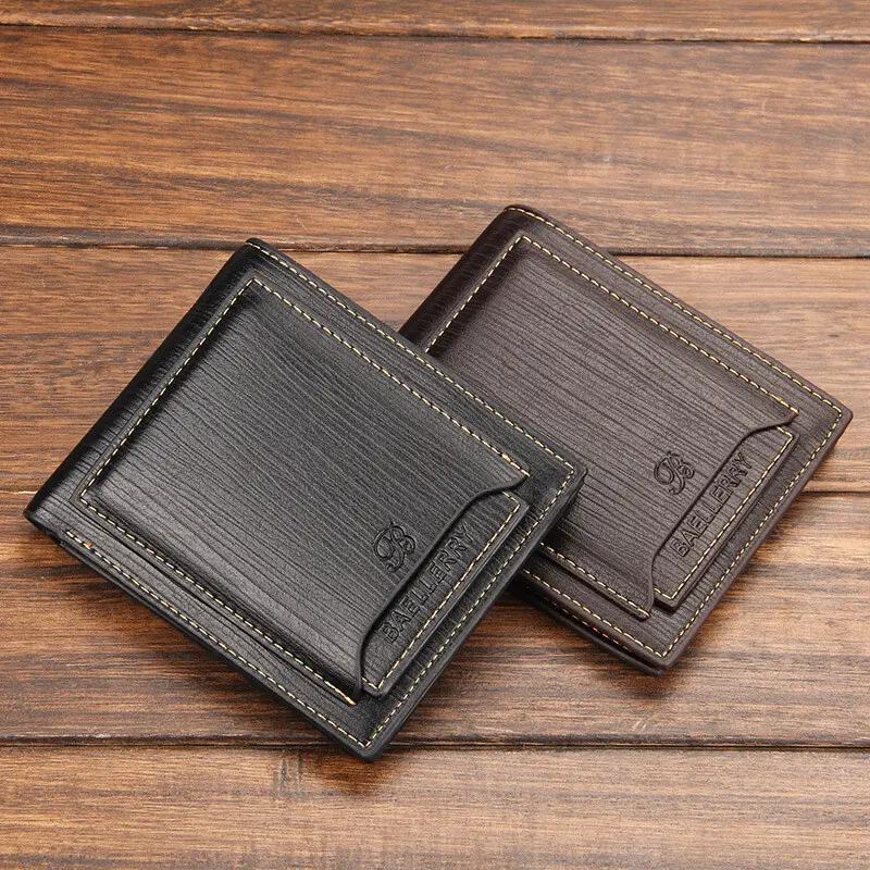 Men Bifold Wallet Faux Leather Multi Card Slots & ID/Photo Window Cash Storage Slim Business Pocket Purse with Detachable Card Case Multiple Slots for Organized Everyday Use