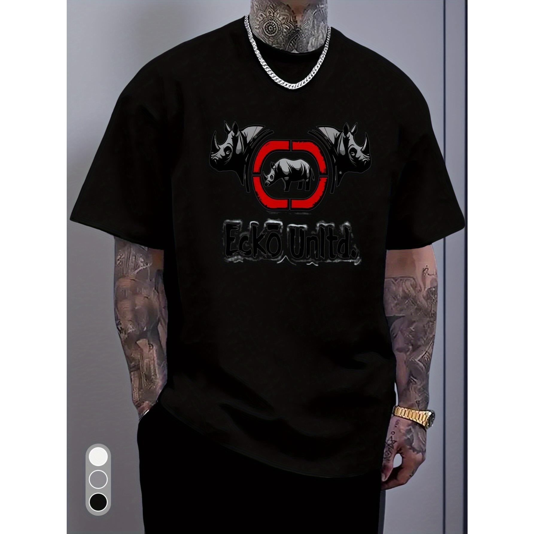 Unisex Ecko Unlimited White Rhino Graphic Crew Neck T-Shirt, Soft Casual Daily & Gym Outfit Unisex Ecko Unlimited White Rhino Graphic Crew Neck T-Shirt, Soft Casual Daily & Gym Outfit