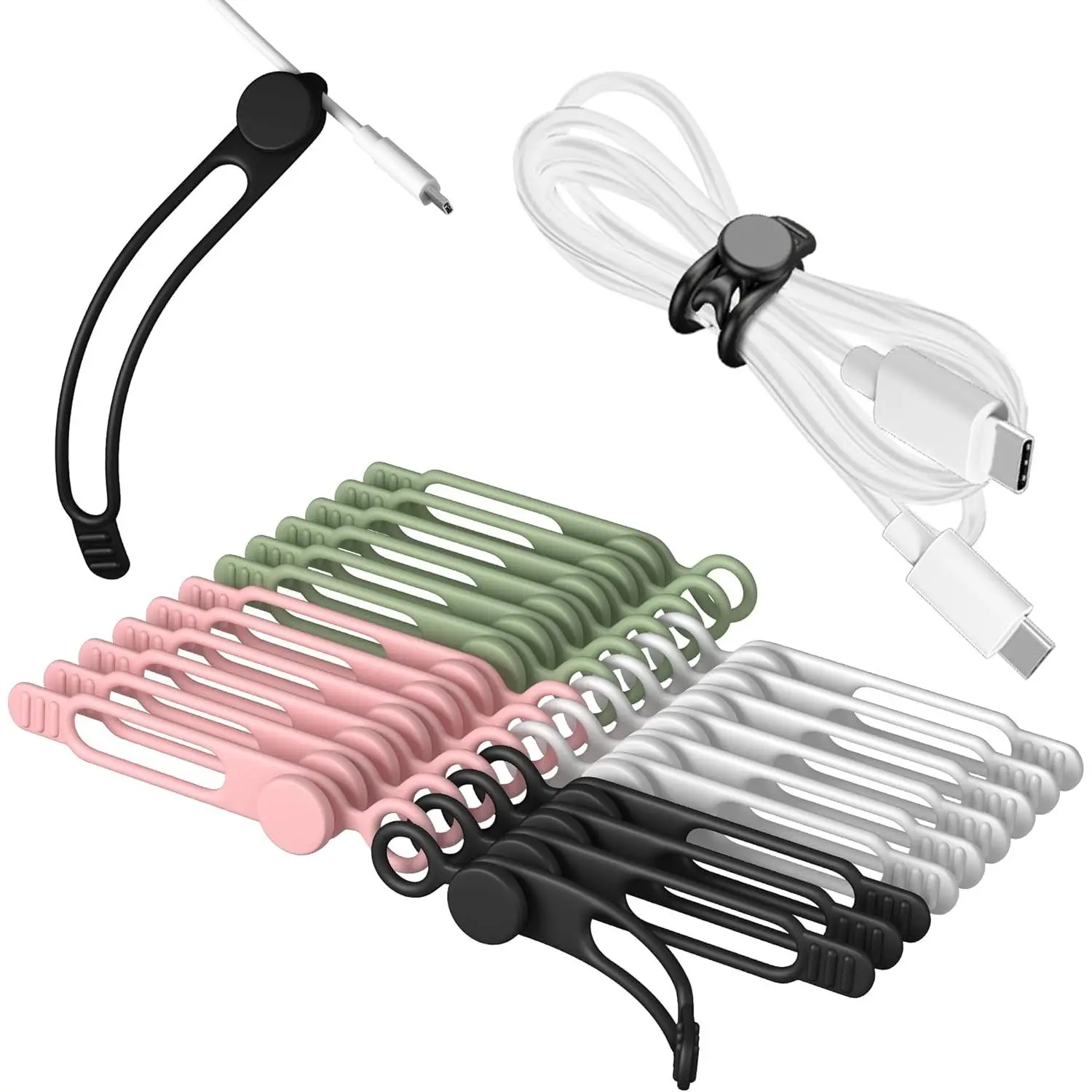 24 count    Ties 3 Inch Cord Organizer,  Small Zip Ties  Organizer for  Cords Earphone  Wire, Office Desk  Management Travel Accessories(4 Colors)