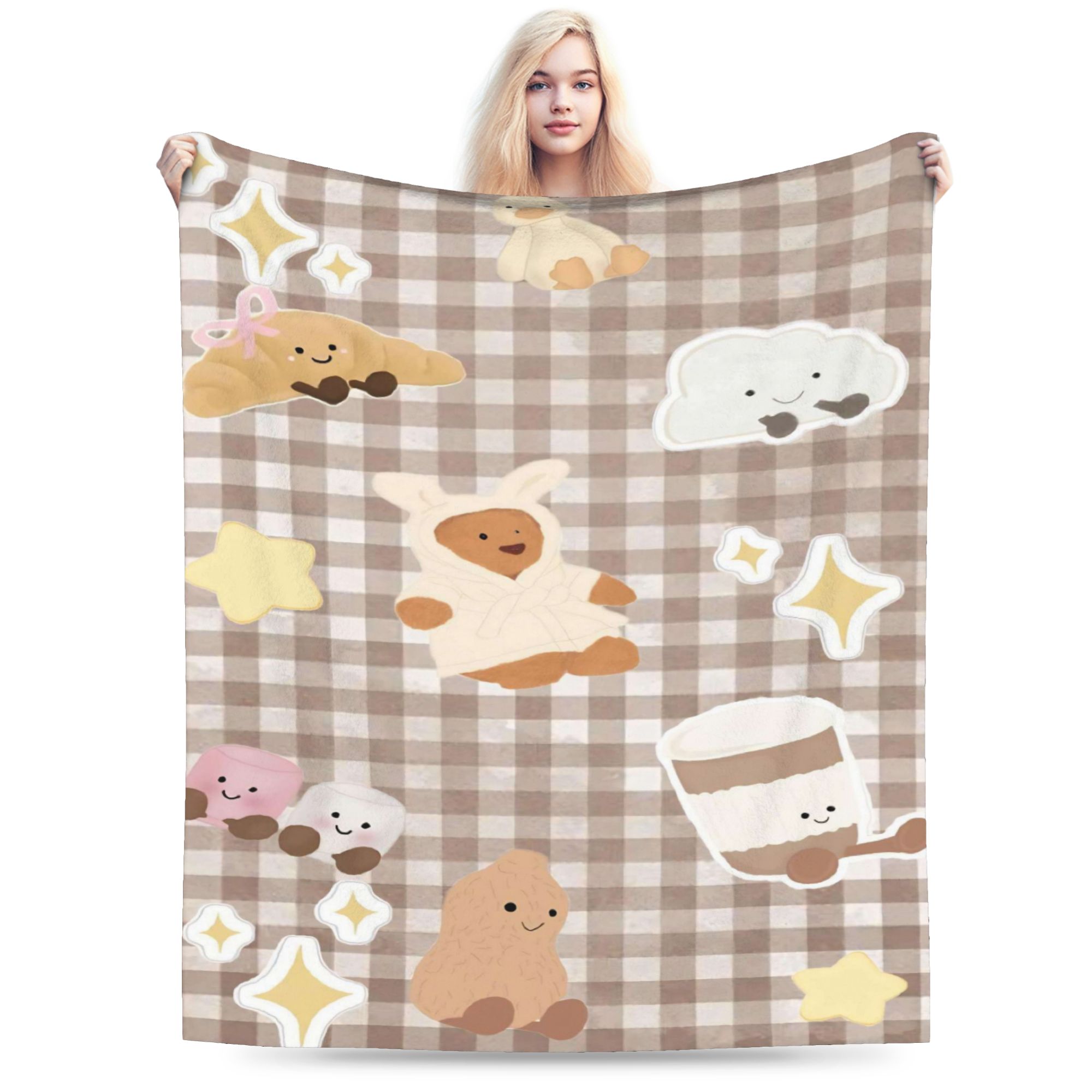 Viral Plush J-Jelly C-Cat Blanket Kawaii Room Decor Super Warm Flannel Throw Student Dorm Bedding Cozy Couch Accessory