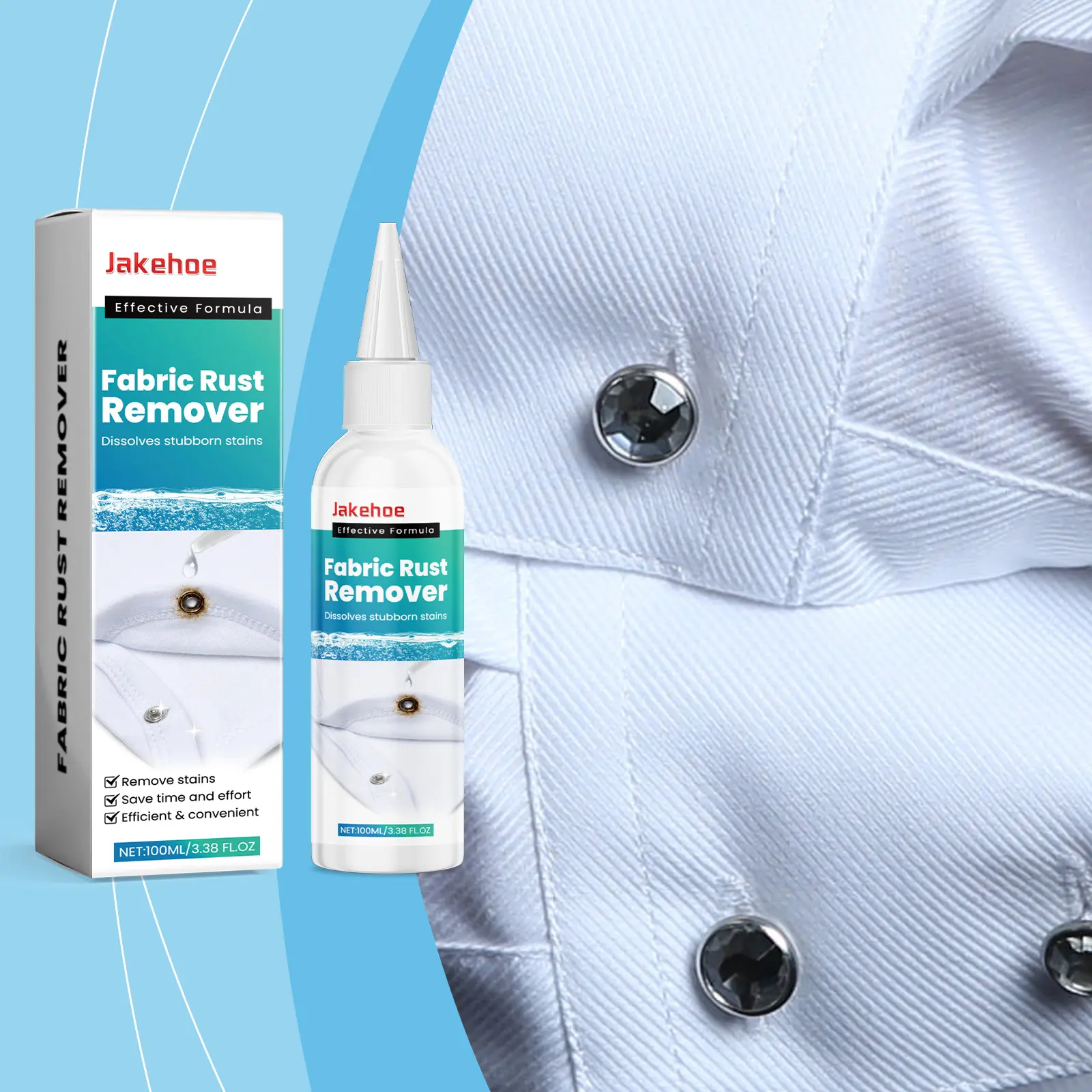Jakehoe Fabric Rust Remover - Daily Cleaning Agent for Clothes to Remove Rust, Oil Stains, Water Stains, and Coffee Stains