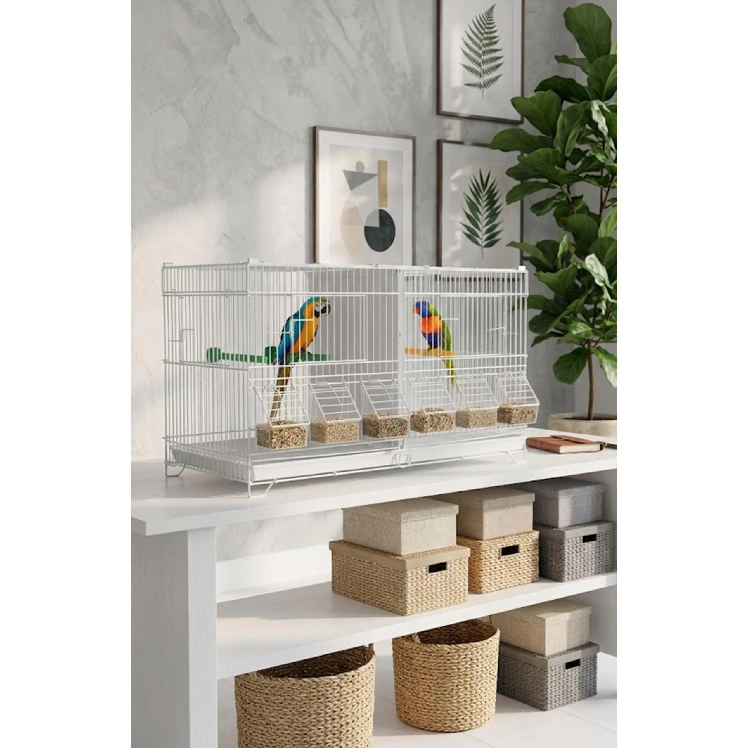 23" Stackable Breeding Bird Cage with Removable Divider & Tray – Divided Habitat for Conures, Cockatiels, Lovebirds & Parakeets