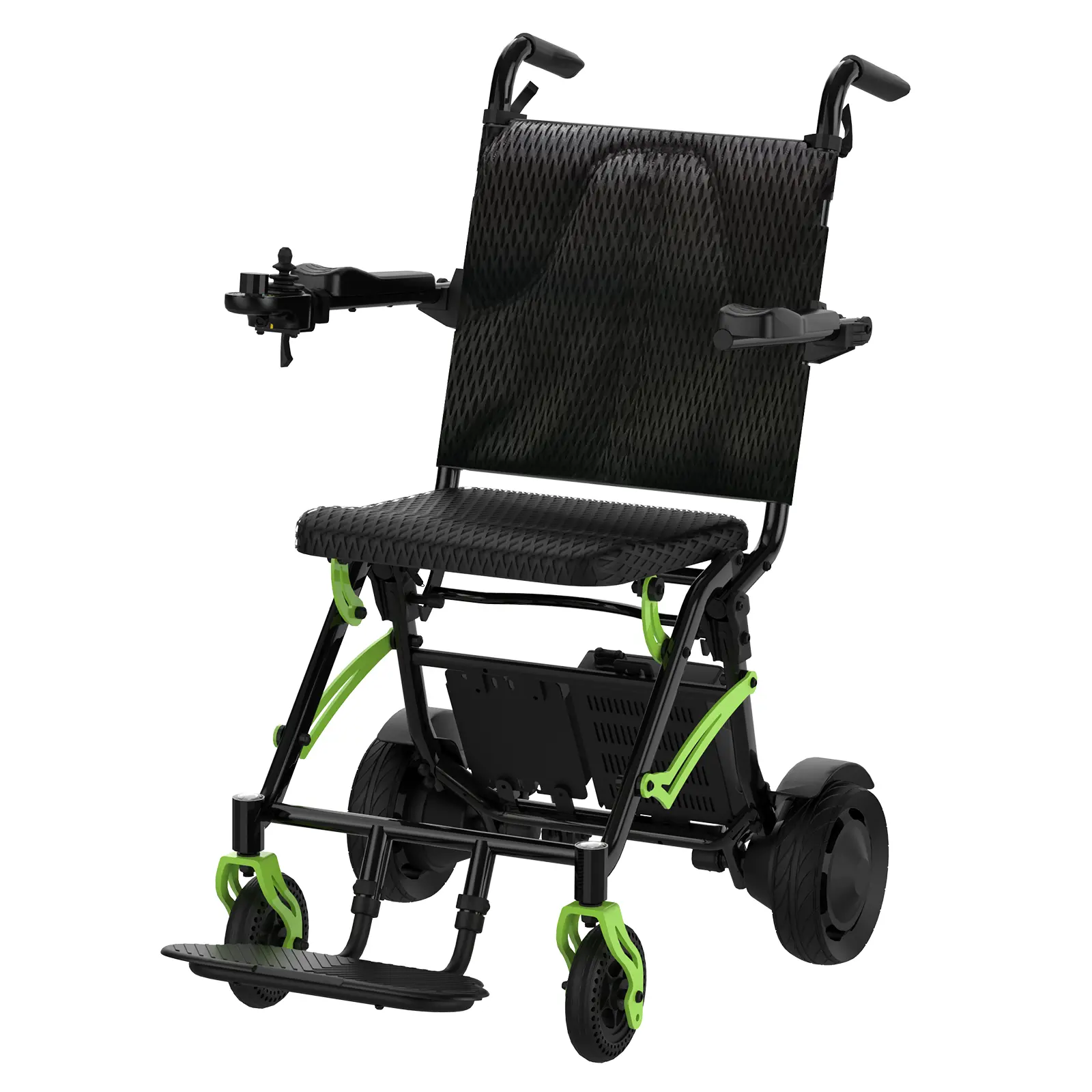 Lightweight Collapsible Electric Wheelchair for Adults - 20 Mi Long Range, All-Terrain, Dual Brushless Motors, Intuitive Joystick, 220 lbs Support, Airline Approved, Shock-Absorbing Tyres