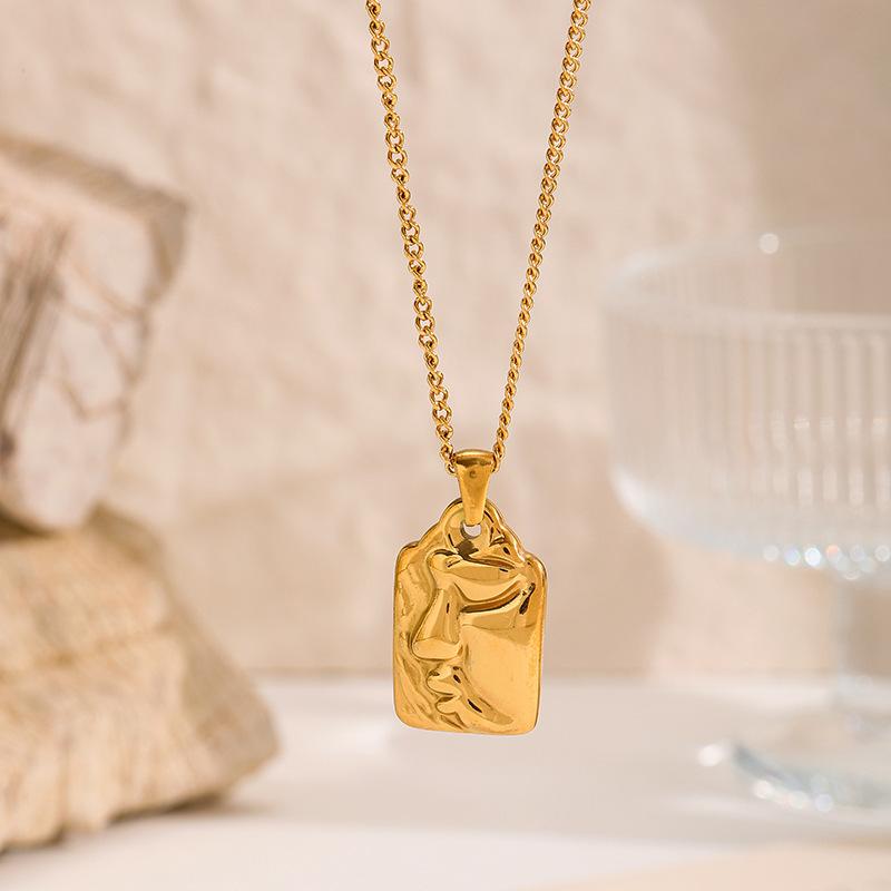 European and American embossed necklaces, niche luxury heart-shaped Cupid pendants, stainless steel sweater chains, vintage titanium steel accessories