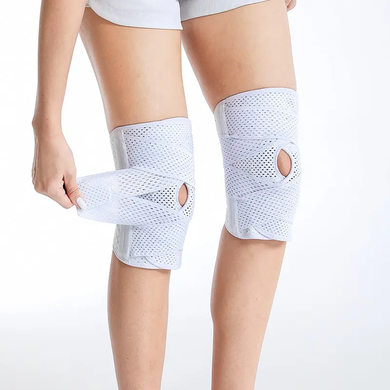 Breathable Mesh Knee Support Brace with Adjustable Straps, Meniscus & Patella Stabilization Compression Sleeve, Non-Slip Sports Knee Pads for Running, Basketball, Weightlifting, Hiking, Gym Workout & Joint Protection