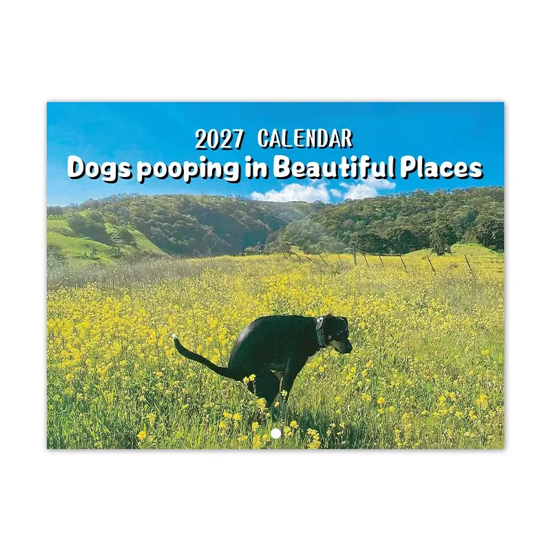 2027 Dog Calendar, Funny Dogs Pooping in Beautiful Scenery, Hilarious Wall Calendar Gift for Dog Lovers, Home Office Room Decor