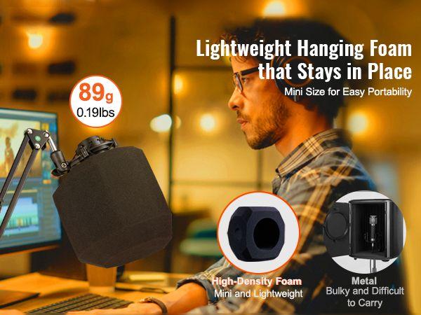 VEVOR Microphone Isolation Ball, High-Density Acoustic Foam, Windscreen Isolation Shield with Dual-Layered Pop Filter, for φ1.57 to 2.36 in Microphones Vocal Isolation Booth Noise Reflection Reduction
