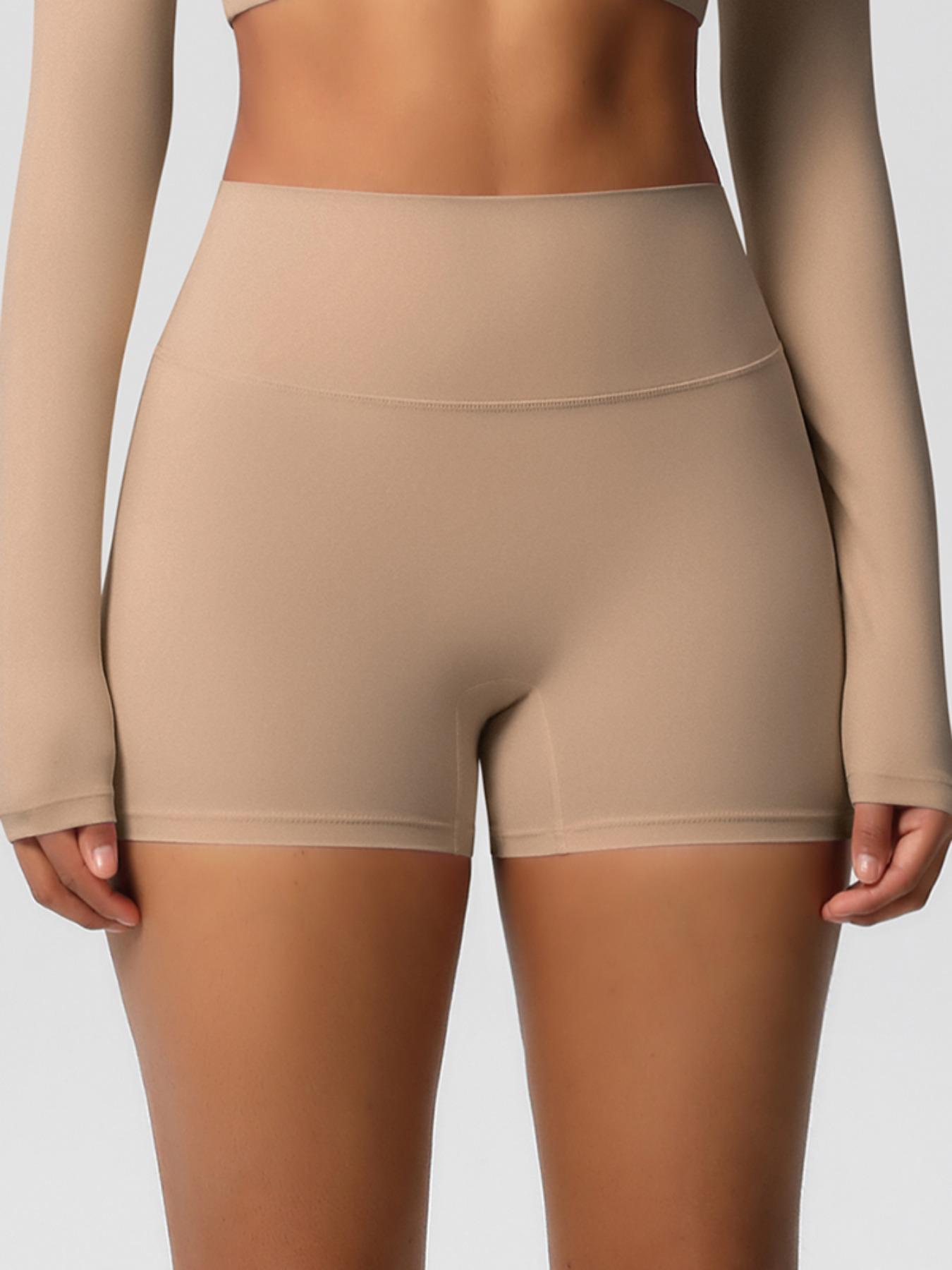 Women's Solid Color High Waist Sports Shorts, High Stretch Comfortable Breathable Tummy Control Butt Lifting Yoga Shorts, Ladies Sportswear for Indoor Outdoor Wear, Soft Stretch Shorts