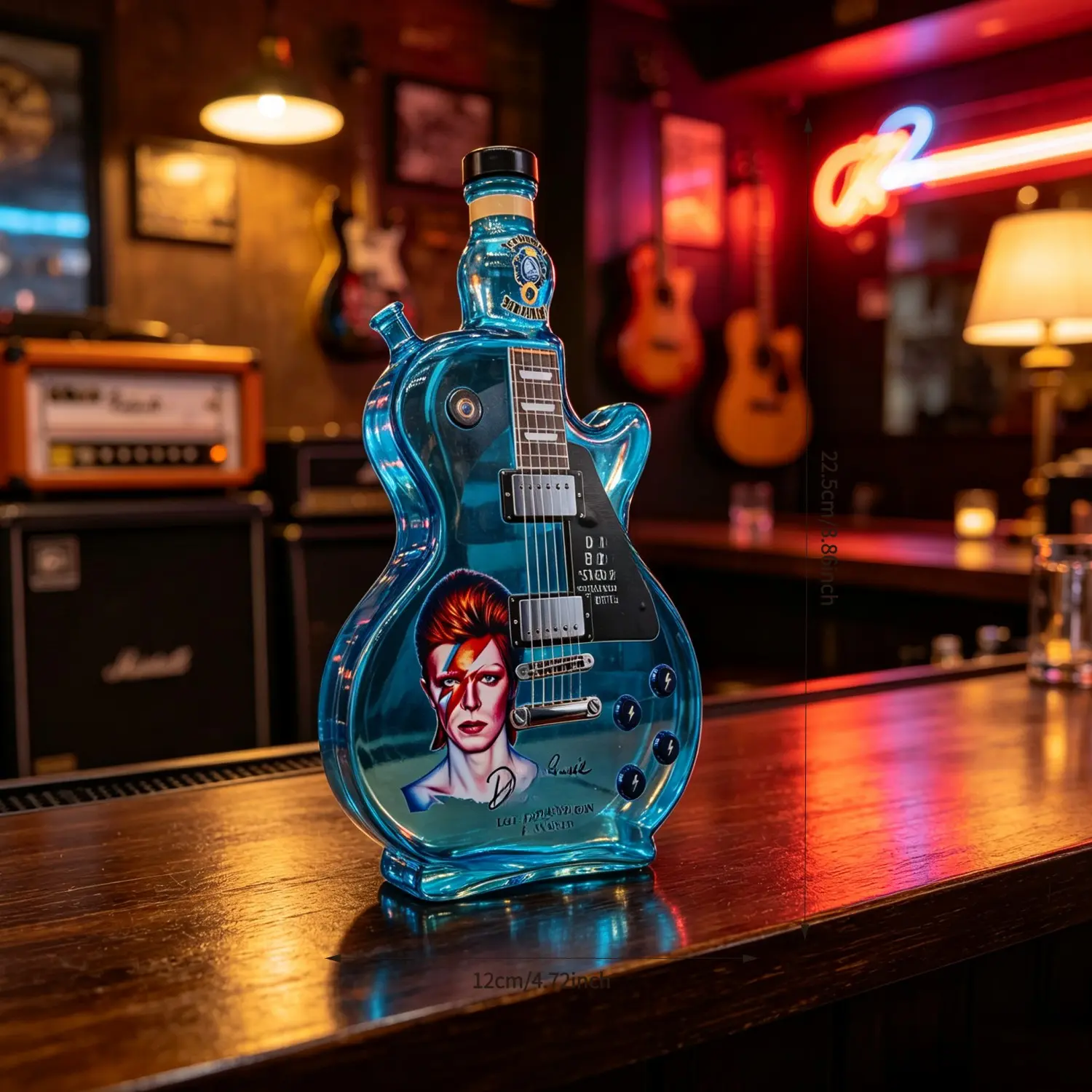 Rock Guitar Shaped Glass Liquor Bottle, Handmade High Borosilicate Wine Whiskey Decanter, Cool Music Themed Decor Gift for Rock Fans