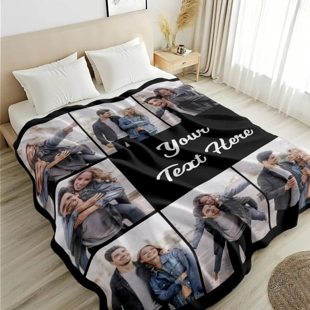Customizable blanket with text and photos, suitable for sofa and living room as a nap blanket, for outdoor camping and travel, a soft and comfortable blanket, travel accessory,Christmas,Personalized,warm,flannel,Oogie,digital,print