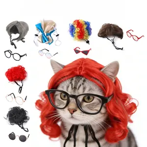 Funny Pet Accessory Set, Pet Sunglasses & Fluffy Wig Combo, Cute Costume Decor Kit for Cats Dogs, Ideal Pet Photo Shooting Party Dress Up Supplies summerwins
