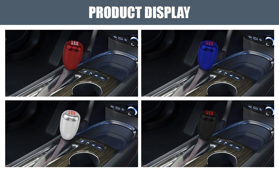 WOAOW Car Gear Shift Knobs, Manual Transmission Shift Knob, 5 Speed Car Stick Shift Knob with Adapter, Aluminum Alloy Shift Lever Knob, Universal Automatic Car Accessories for Manual Car Adjustable Gears Foot Pedal