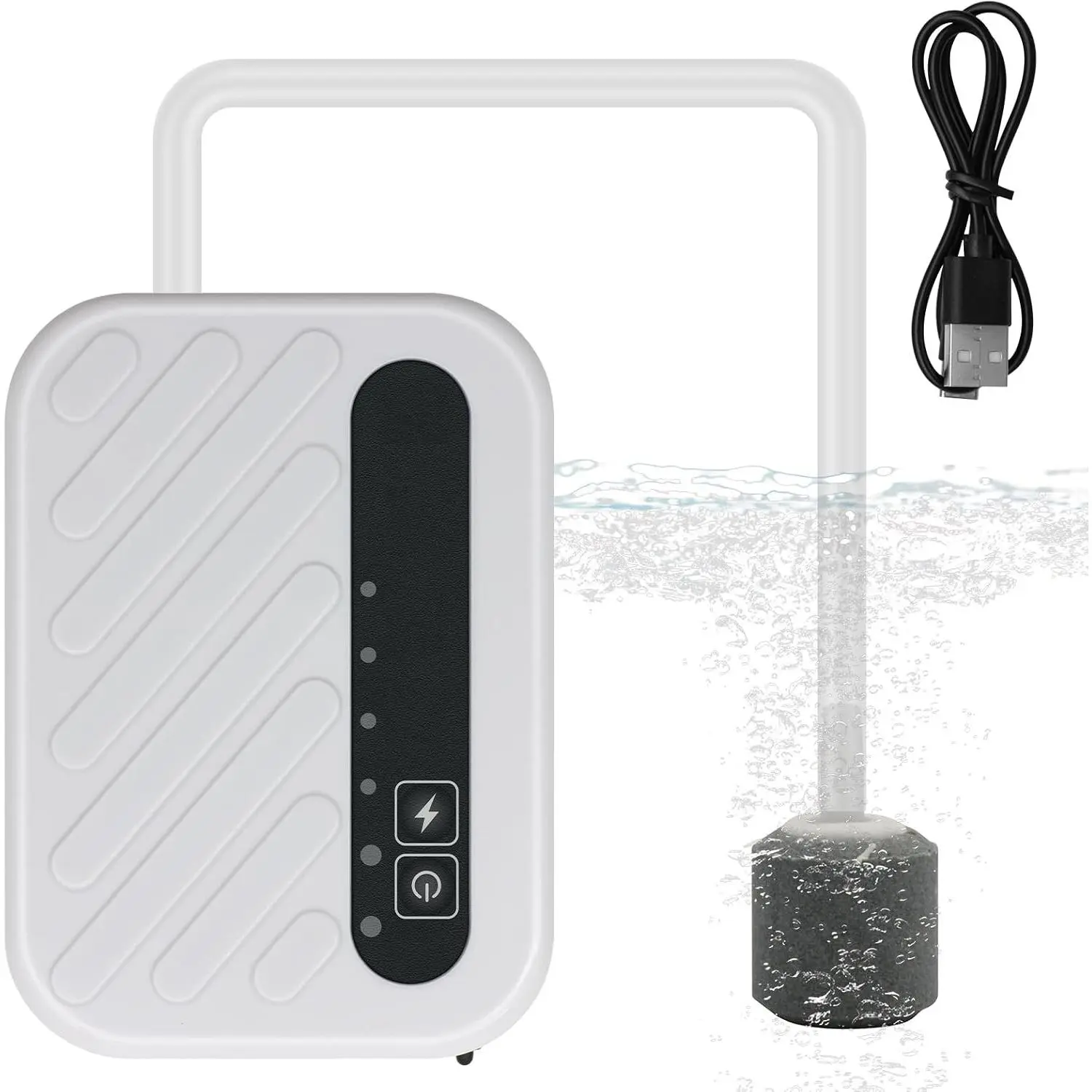 Small Rechargeable Bait Bucket Aerator, Rechargeable Aerator for Fishing,Adjustable 3 Speed 13GPH-32GPH Minnow Bucket Air Pump,Intermittent Mode,Quiet Voice, Suitable for Fishing Enthusiasts