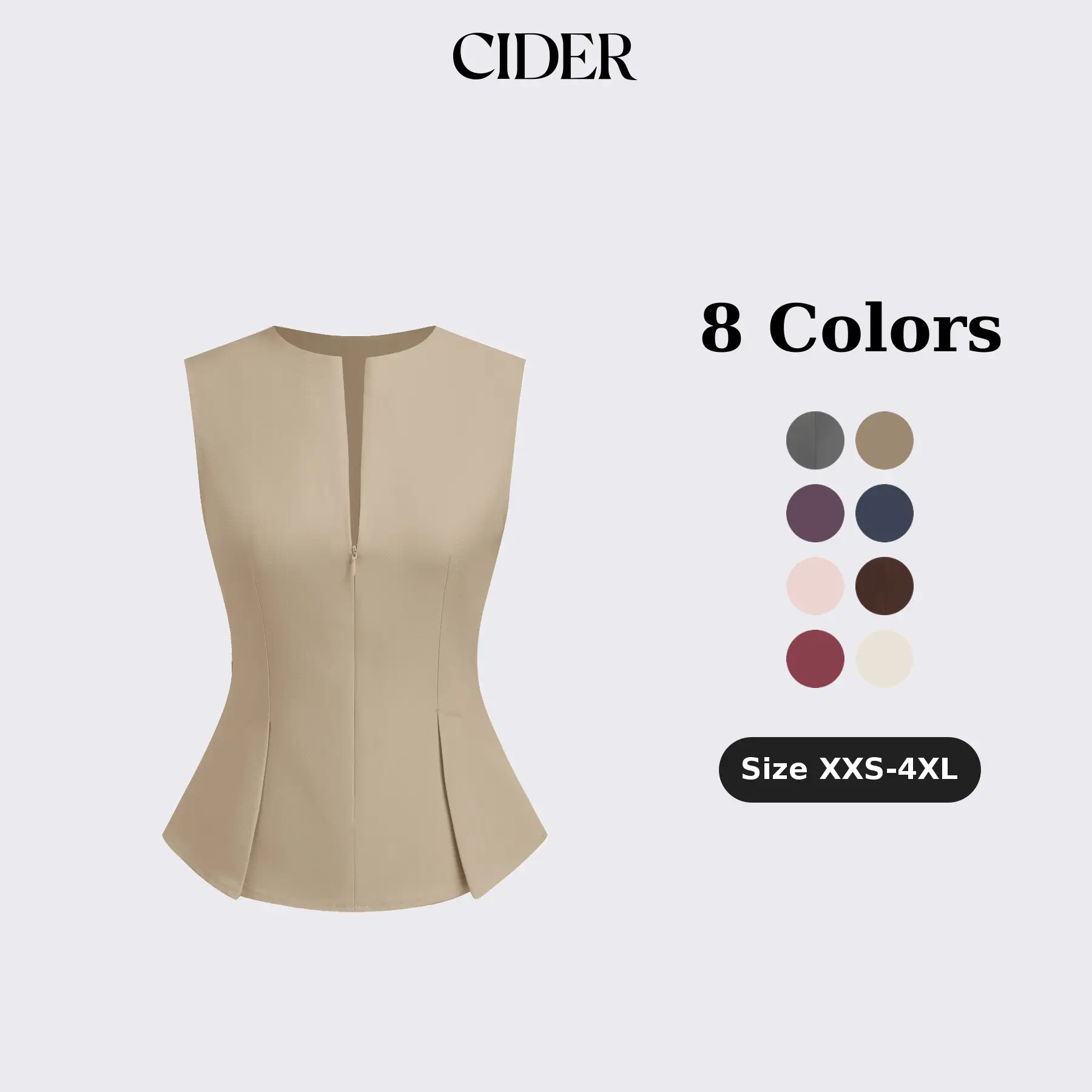 Cider Half Zip Pleated Blouse - Long Sleeve Color Block Non-Stretch Ruffle Hem Top, Preppy Elegant Office Chic Workwear Shirt for Women, Regular Fit