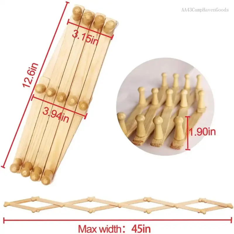 Accordion Style Wooden Coat Rack, Expandable Wall-Mounted Organizer with 13 Hooks, Multi-Purpose Holder for Hats, Jackets, Purses & Necklaces, Necklaces For Women, Natural
