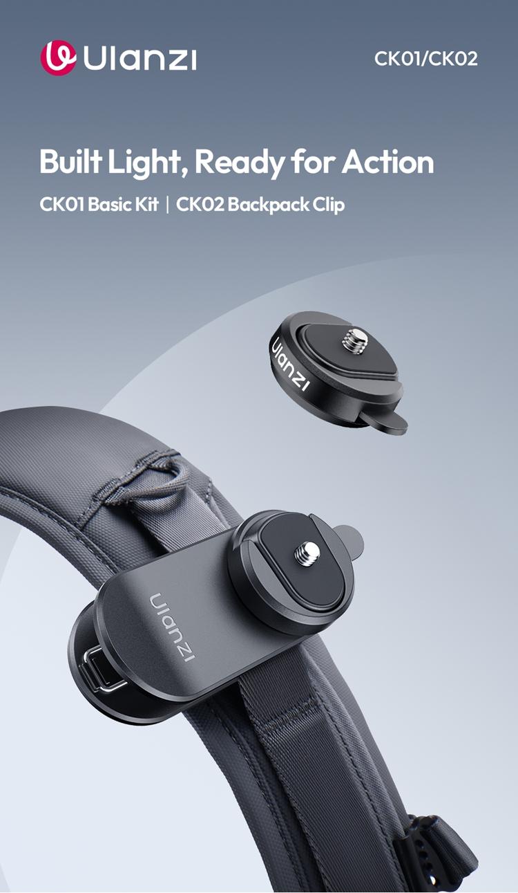 ULANZI CK02 Cka Quick Release Camera Backpack Mount Clip,CK01 Magnetic Mount Stand for DJI Osmo Pocket 3 Accessories, with Standard 1/4" Thread for Action Cameras Pocket 3 Expansion Adapter
