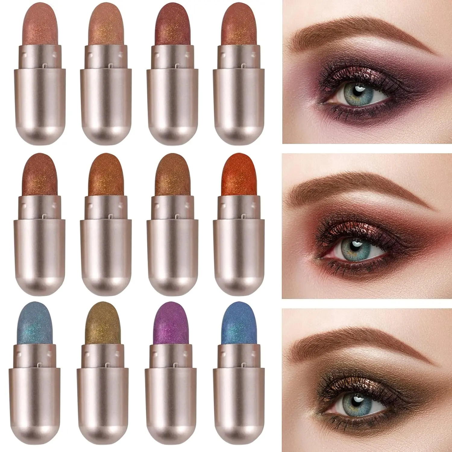 12 Colors Eyeshadow Palette High Pigmented Brighten Eyeshadow Set Blush Highlighting Powder Makeup Set Natural Eye Shadow Kit For Beginners