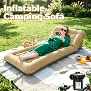 Inflatable Camping Sofa Set with Free Dual-Use Electric Pump, Quick Inflation, Foldable Air Sofa for Picnics, Beach, Park, Backyard Relaxation