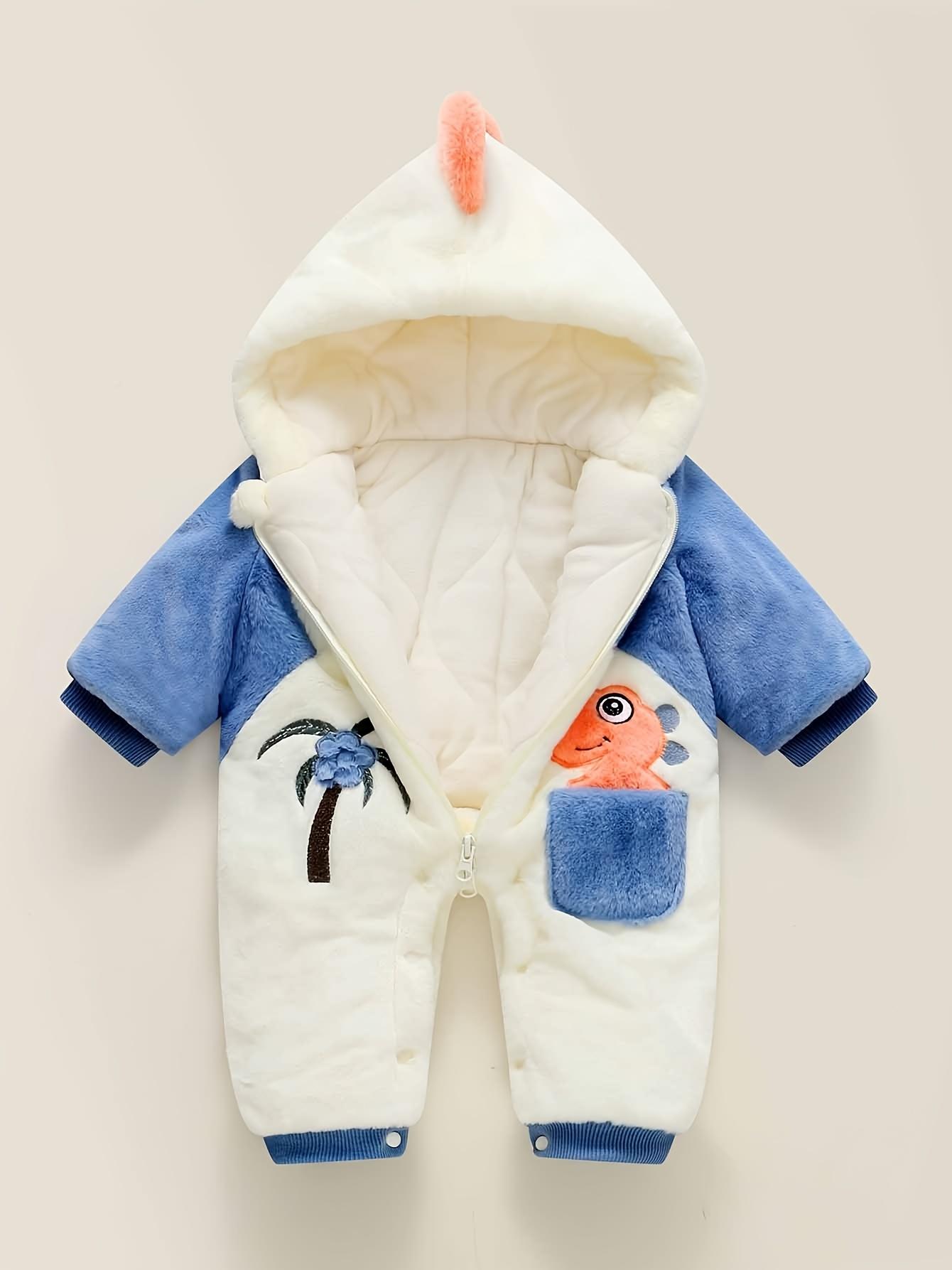 (New)& Winter Fleece Jumpsuit - Soft Hooded Full-Zip Snow Suit with Jacket & Hoodie, Cute Nemo-Inspired Fish Pocket, Warm Outfit for Skiing, Snow Play & Photo Shoots ( &)