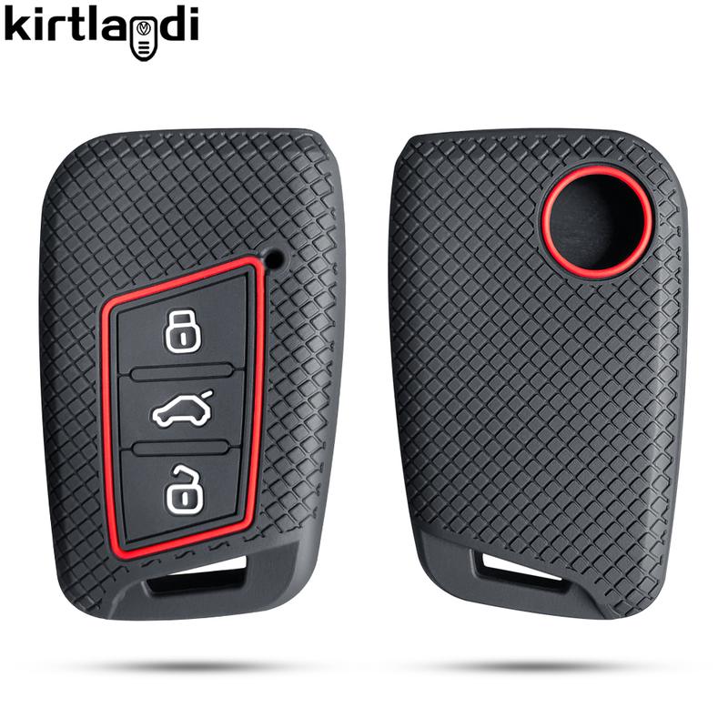 silicone car key case for VW Volkswagen Passat B8 Taos Polo Tiguan for Skoda Kodiaq Fabia Karoq Octavia Seat Ateca key cover