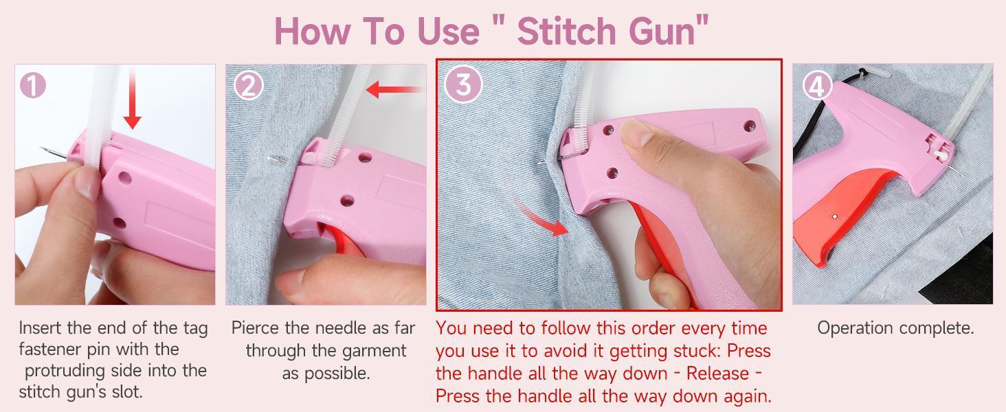 Quick Clothing Fixer stitch gun for Clothes Multifunctional Portable Garment Repair Tool Suitable for Store Warehouse Consignment Yard Sale(Pink-1)