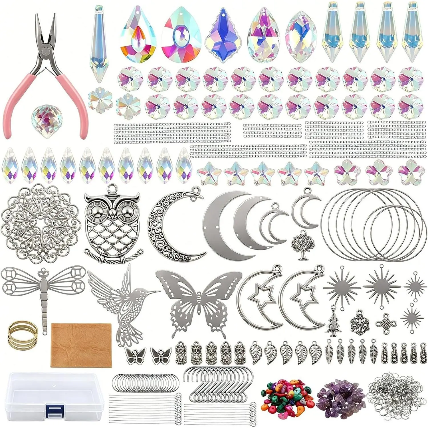 DIY Suncatcher Kits for Adults, 445 count Sun Catchers Making Supplies,  Sun Catchers Rainbow Maker for Indoor Window  Wedding Garden Christmas Decor