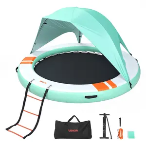 VEVOR Inflatable Floating Dock, 10FT Round Inflatable Dock Platform, Non-Slip Water Floating Mat with Portable Carrying Bag & Detachable Ladder, Platform Island Raft for Pool Beach Ocean