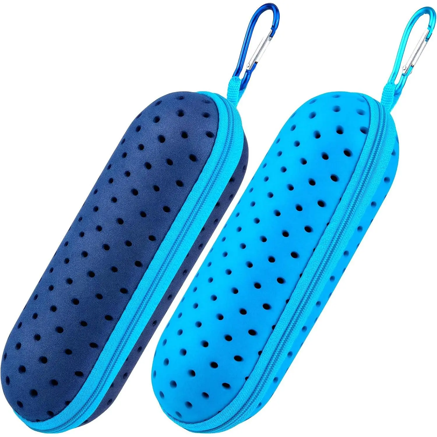 2 count Swim Goggle Case for Swimming Goggles,  Protective Cases for Swim Goggles with Drain Holes, Lake Blue Zipper Swimming and Sunglasses Case