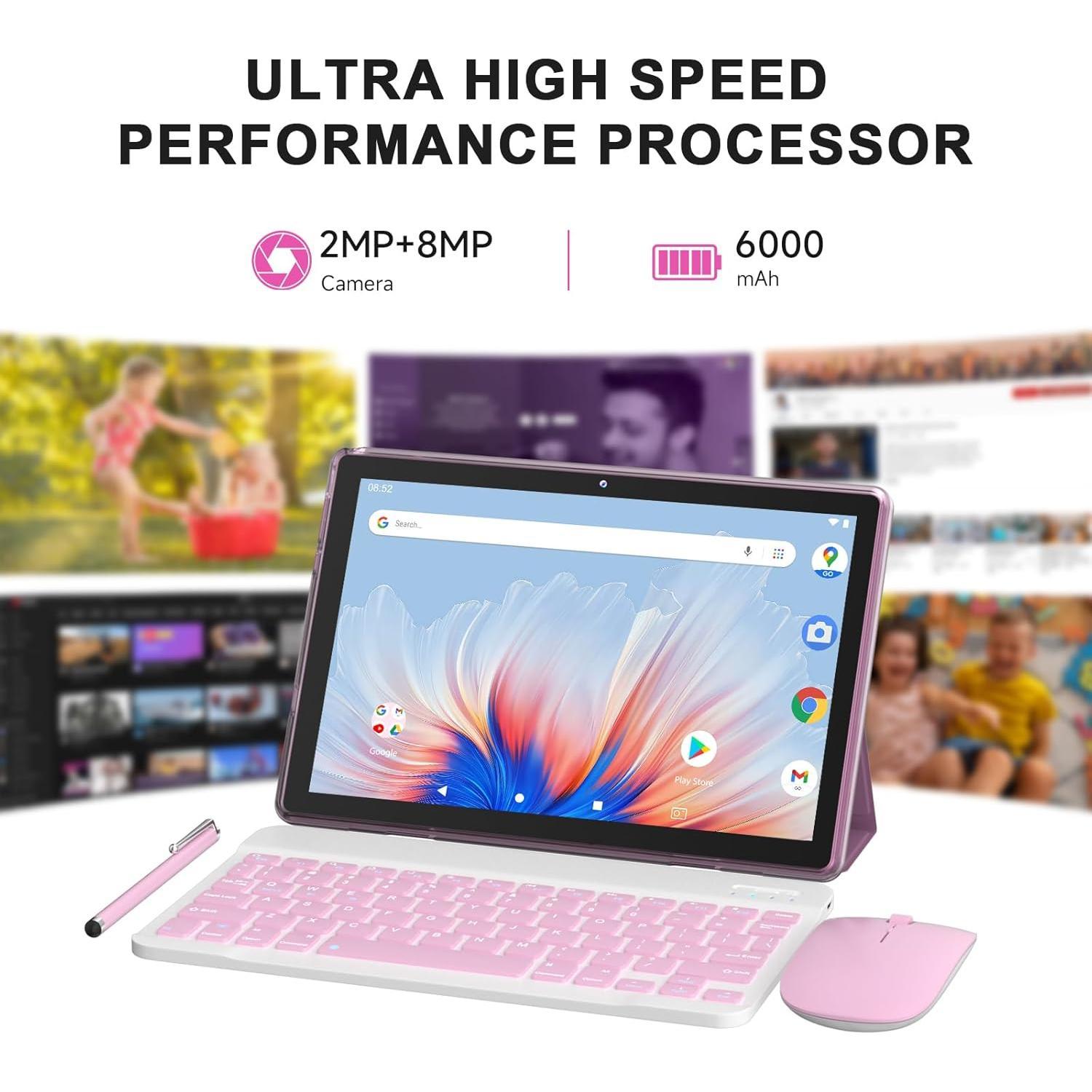 SUNDAY MIRTH 10" Android 15 Tablet, 12(4+8Expand) GB RAM+64GB ROM, 2+8MP Dual Camera, 6000mAh  (Tablet+case+Stylus+beyboard+) ()