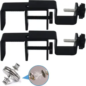 Outside Mounted Blinds Curtain Rod Bracket Attachment 1.3-2 Inches Wide Track Tool-free & Drill-free With Installation Guide and Curtain Magnet Buckle Black 2 Pack US Patent Application