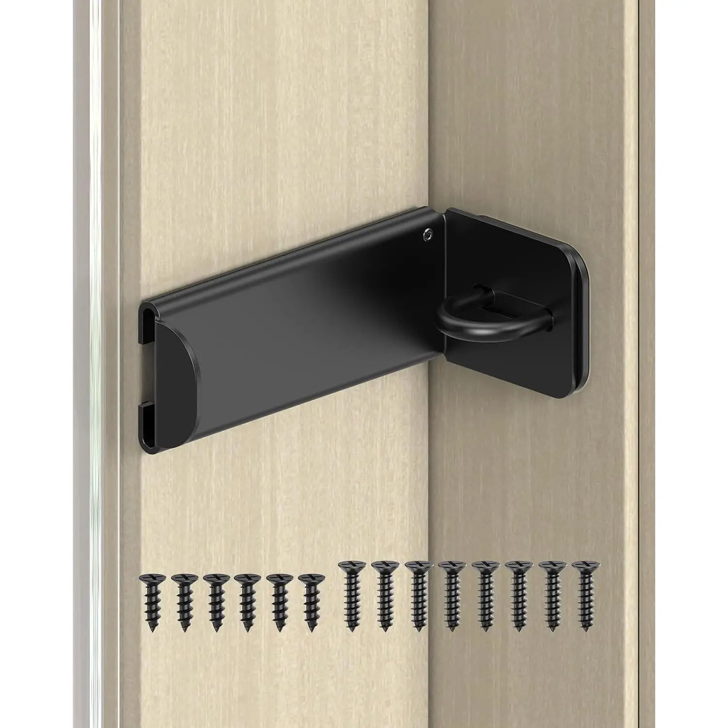 90  Door Hasp Latch Lock, 3.3 Inch, Black |   Right Angle Latch, Sliding Barn Door Lock for Gate, Bedroom, Fence & Garden